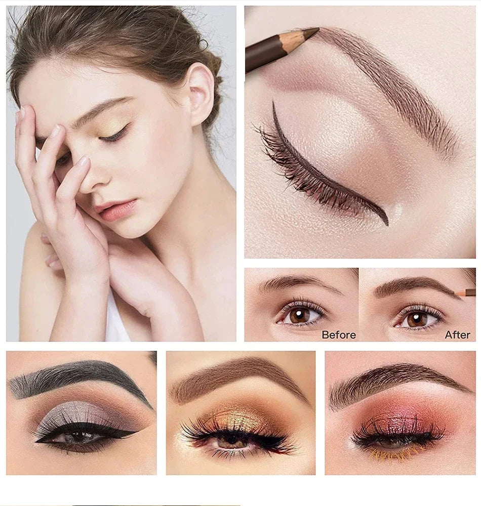 6/12Pcs Eye Brow Pencil Waterproof Professional Women Eye Makeup Pen Easy Color Natural Black Brown Cosmetic Beauty Eyebrow Tool