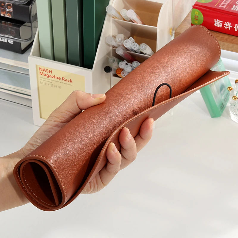 A4 Business Leather File Bag Multi-function Clamping Waterproof Folder with Thickened Data Rope Buckle for Office Use