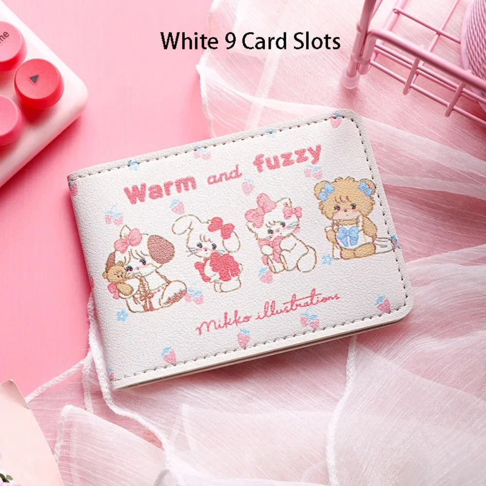 Vintage Bear and Rabbit Short Wallet Multi Slot Portable Money Bag PU Coin Purse Girl