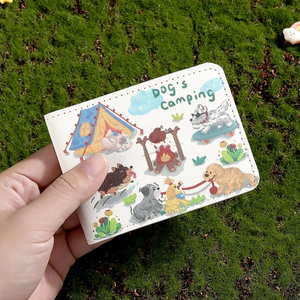 Vintage Bear and Rabbit Short Wallet Multi Slot Portable Money Bag PU Coin Purse Girl