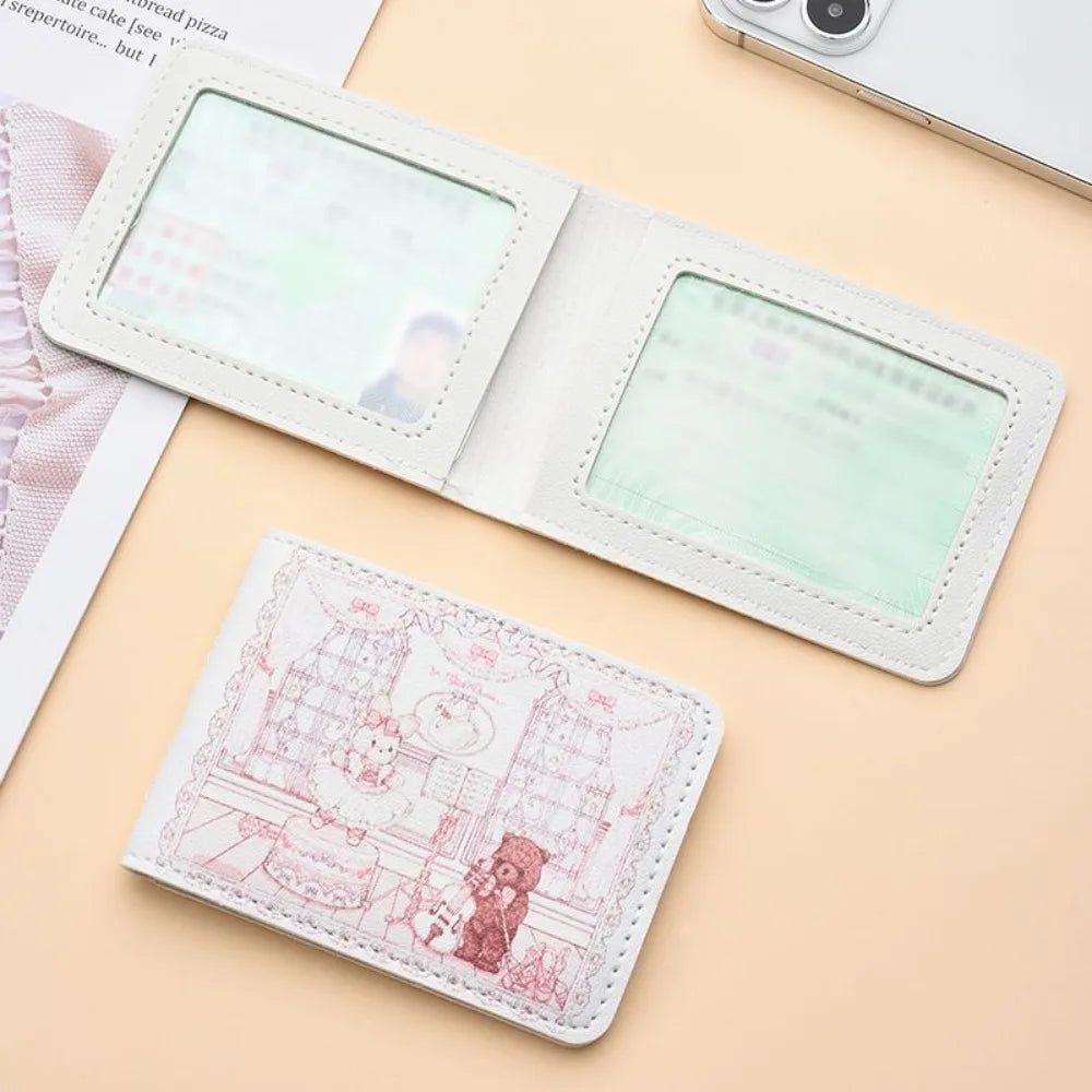 Vintage Bear and Rabbit Short Wallet Multi Slot Portable Money Bag PU Coin Purse Girl