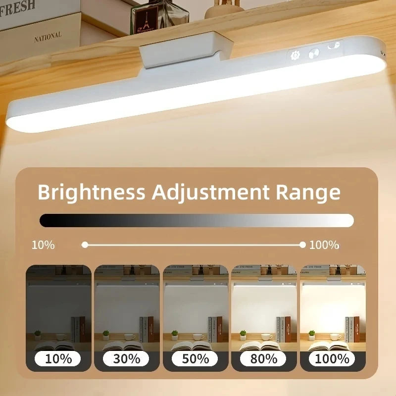 LED Table Lamp Magnetic Hanging USB Rechargeable Desk Lamp 3 Color Reading Light Dimmable Cabinet Closet Wardrobe Night Light