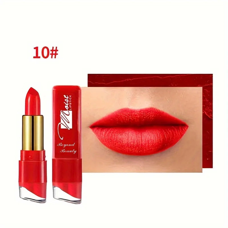 12 Colors Creamy Moisturizing Lipstick, Long Lasting Lipstick Leaning Tower Women and Schoolgirl Makeup Beginners Lip Makeup