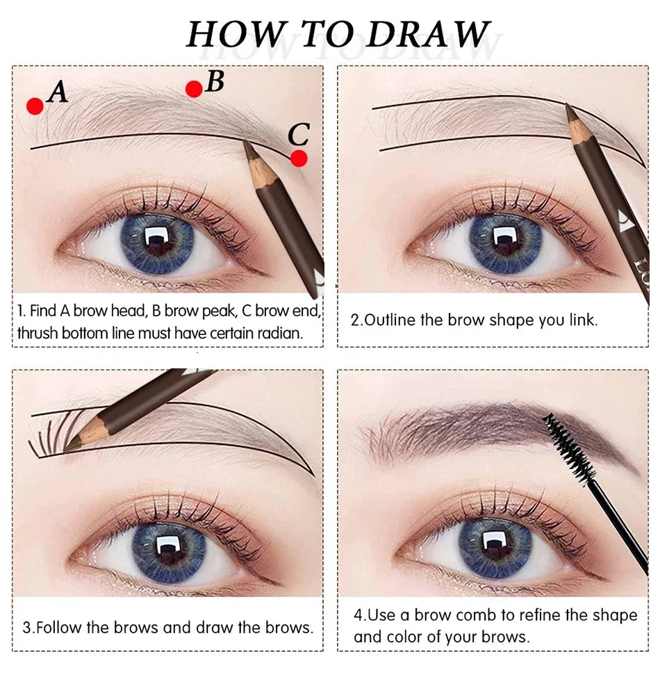 6/12Pcs Eye Brow Pencil Waterproof Professional Women Eye Makeup Pen Easy Color Natural Black Brown Cosmetic Beauty Eyebrow Tool